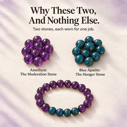 BIORESET Craving Bracelet, amethyst and four blue apatite beads