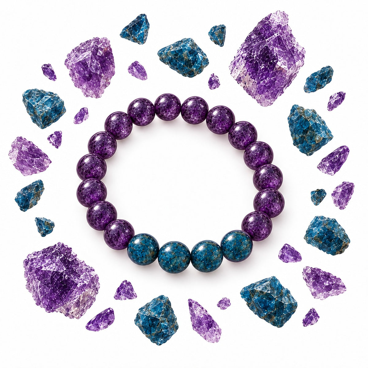 BIORESET Craving Bracelet, amethyst and four blue apatite beads