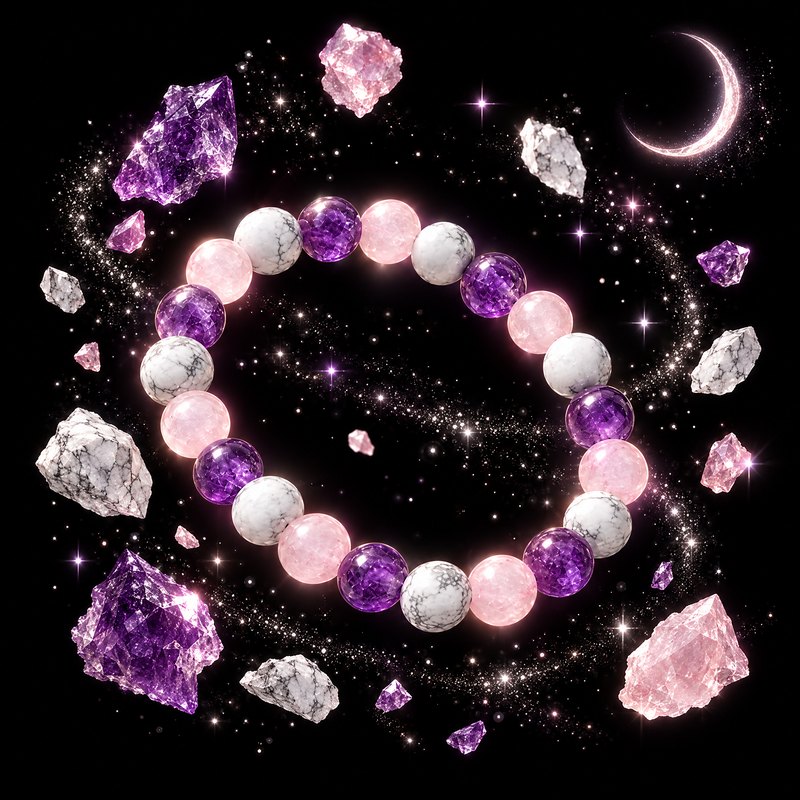 BIORESET Sleep Bracelet with amethyst, howlite and rose quartz